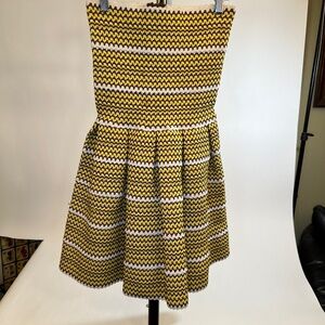 Yellow Weave Pattern Unbranded Strapless Cocktail Party Dress Size Small